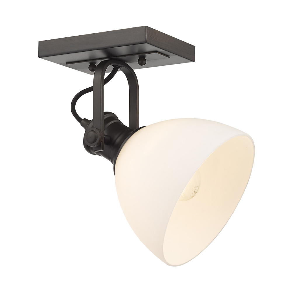 Yep by Golden Lighting Hines 1-light Adjustable Semi-Flush Mount in Rubbed Bronze and Opal Glass
